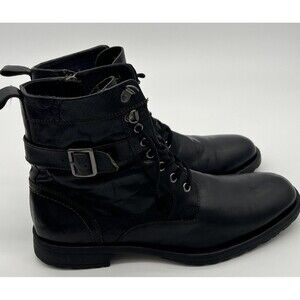 Aston Grey Collection Rockcastle 2 Black Leather Lace Up Zip Boots Mens Sz 10 US